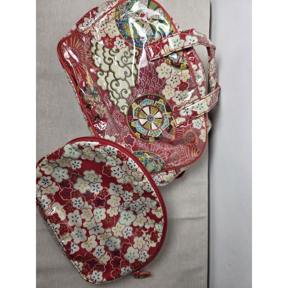 Nick & Nora Vintage Makeup Travel Bag 11 x 7 inch With Handles And Bonus Bag
